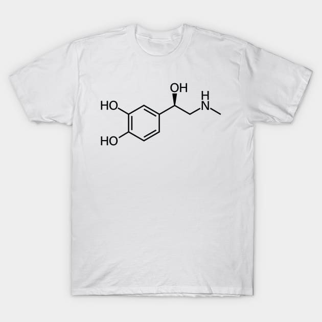 Adrenaline/Epinephrine Chemistry Molecule Structure T-Shirt by ScienceCorner